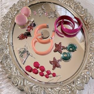 Vintage pierced Pinks earing lot of 8